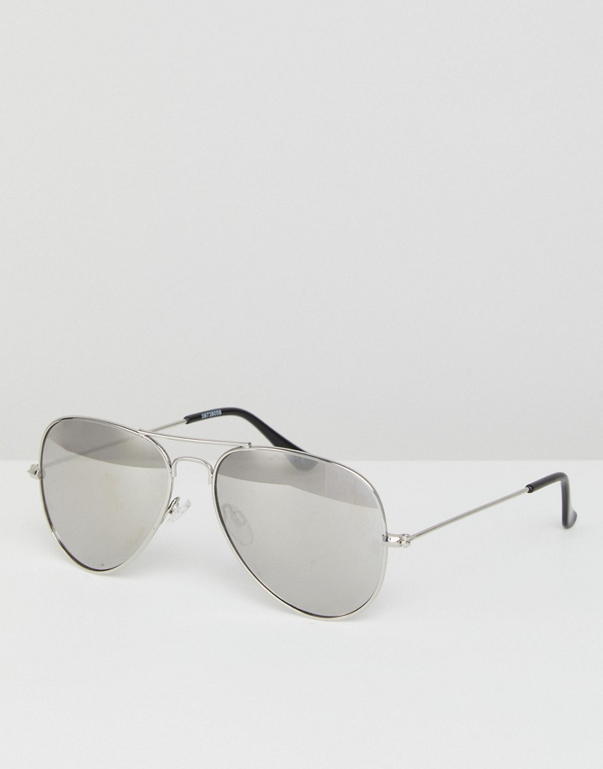фото Солнцезащитные очки-авиаторы с зеркальными стеклами asos design-серебряный