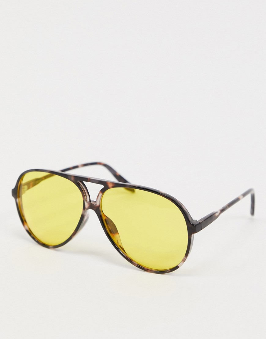 фото Солнцезащитные очки-авиаторы с желтыми стеклами в пластиковой оправе asos design-коричневый