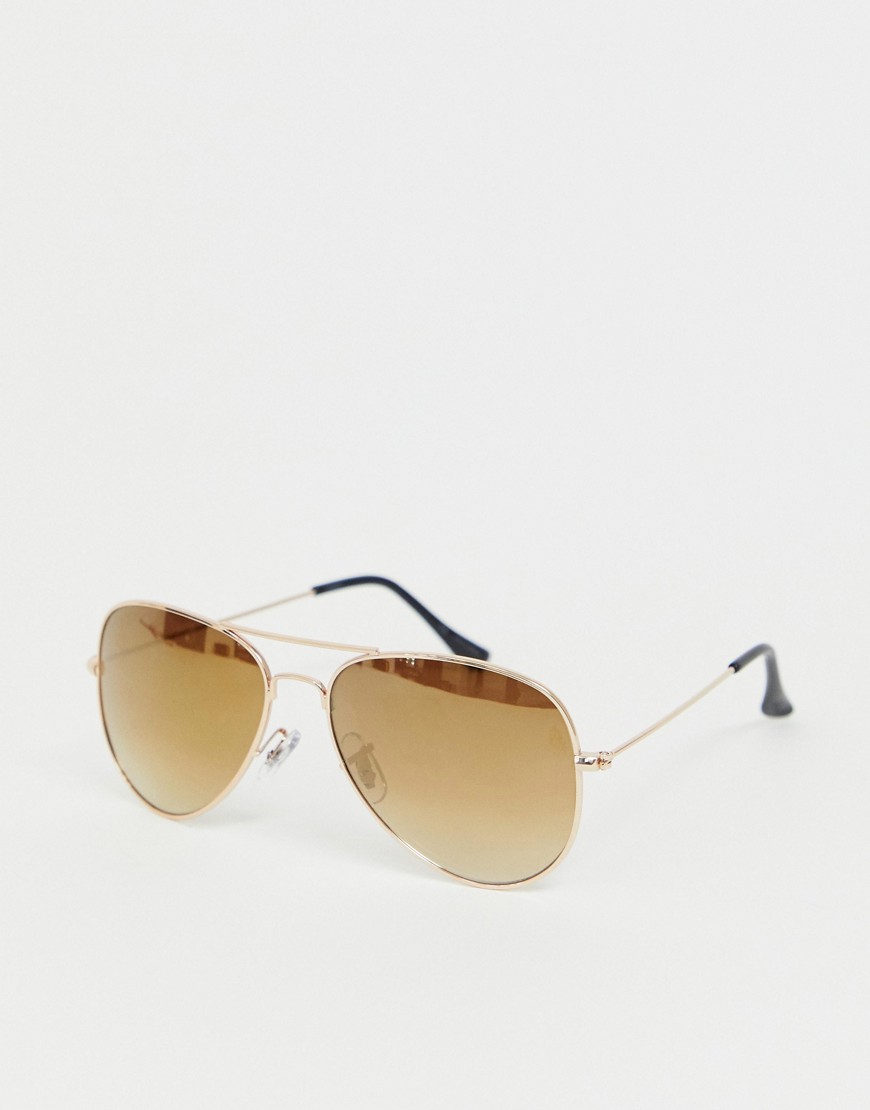 фото Солнцезащитные очки-авиаторы с золотистыми стеклами jack & jones-коричневый