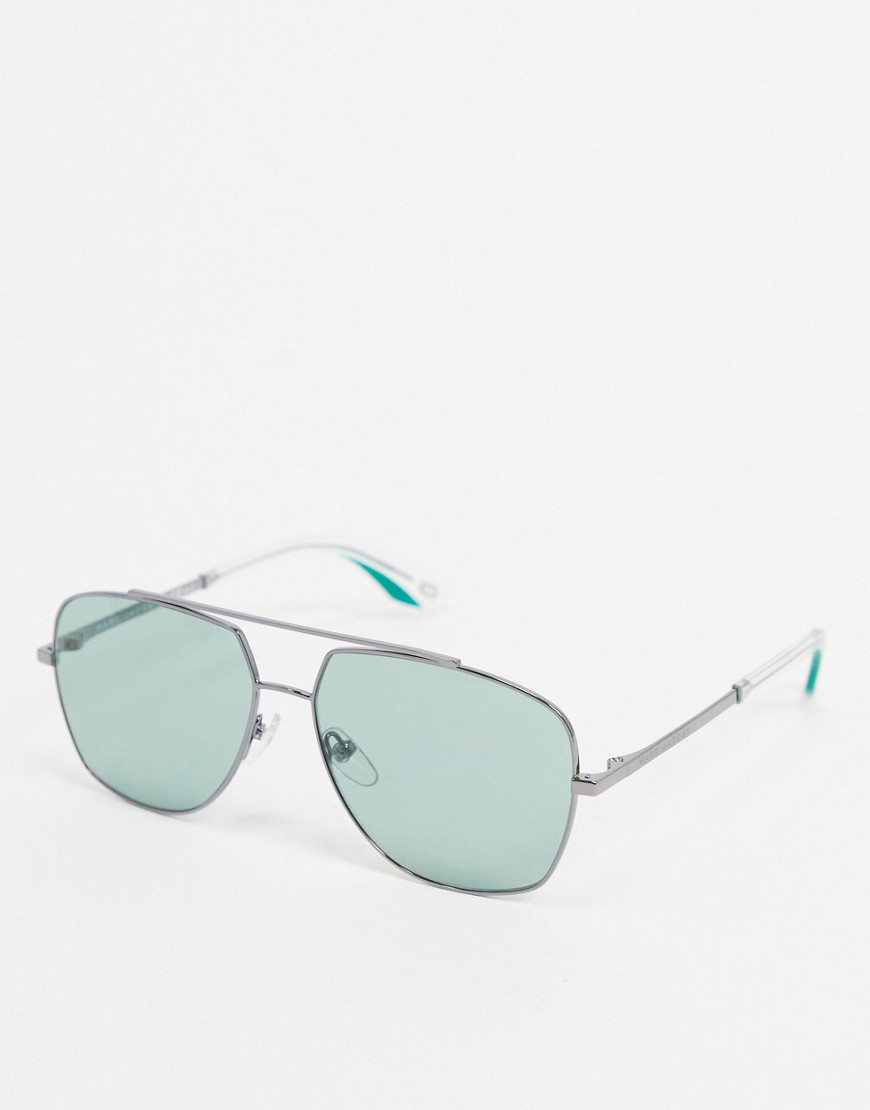 фото Солнцезащитные очки-авиаторы в серебристой оправе с зелеными стеклами mark jacobs-серебряный marc jacobs