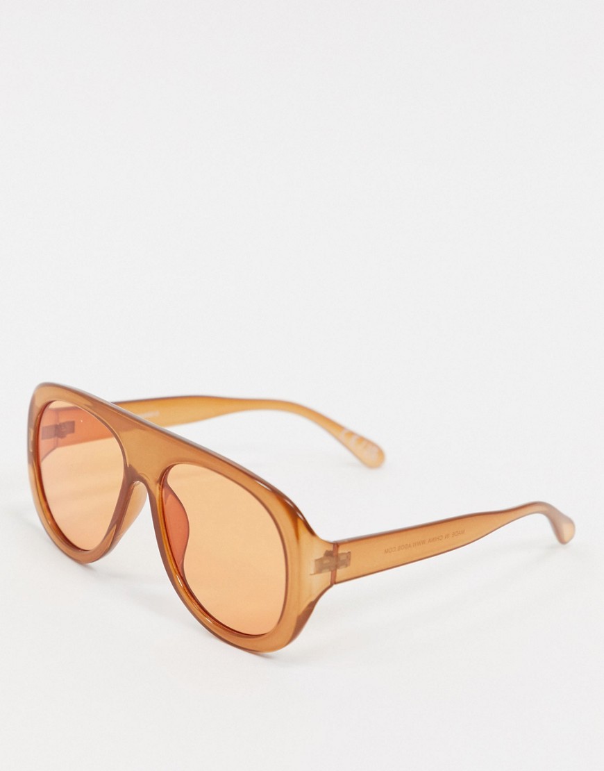 фото Солнцезащитные очки-авиаторы в стиле 70-х в массивной оправе asos design-золотой