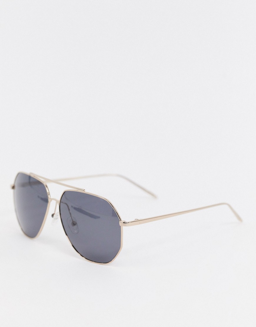 фото Солнцезащитные очки-авиаторы в золотистой оправе pilgrim-серый