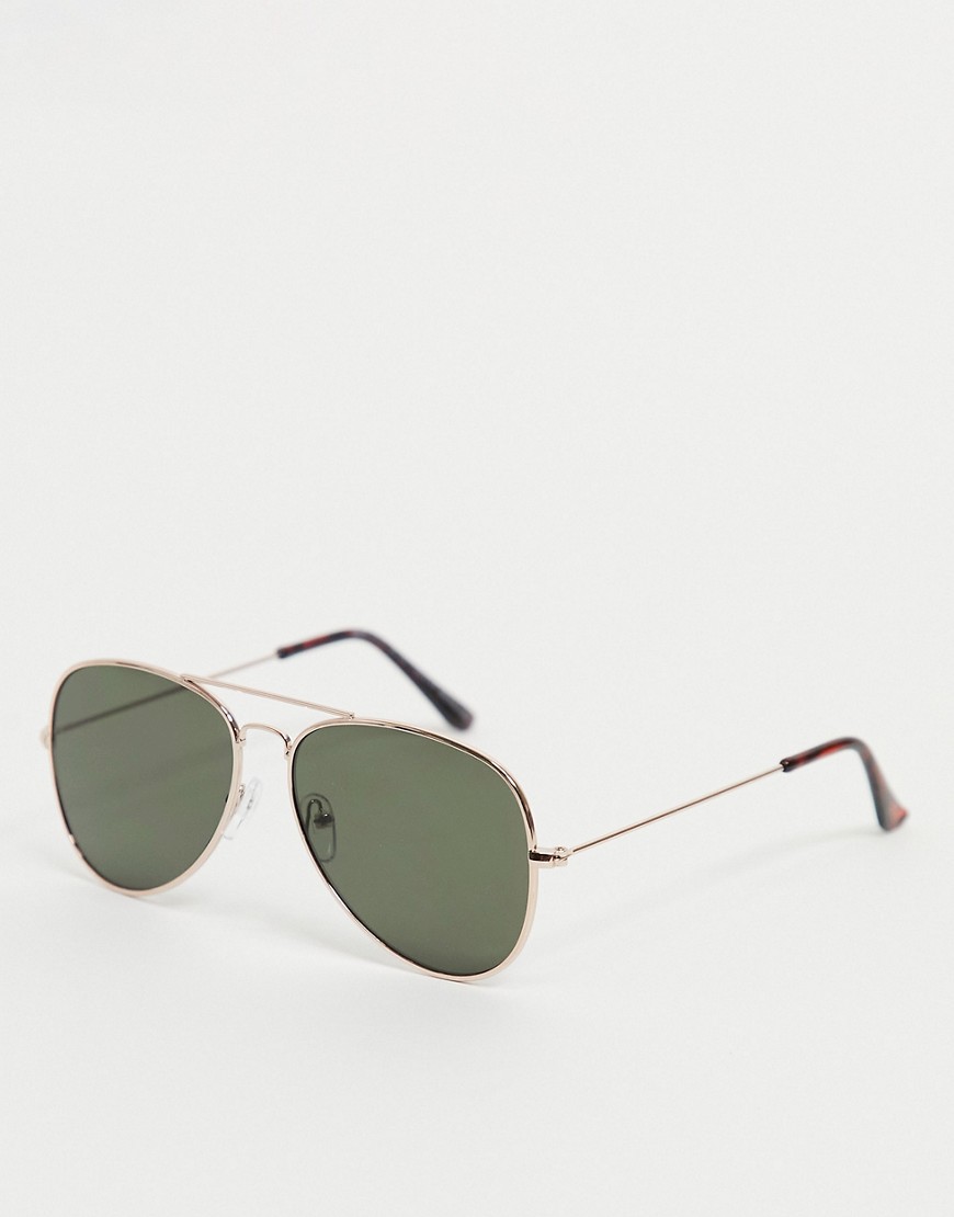 фото Солнцезащитные очки-авиаторы в золотистой оправе vero moda-коричневый цвет