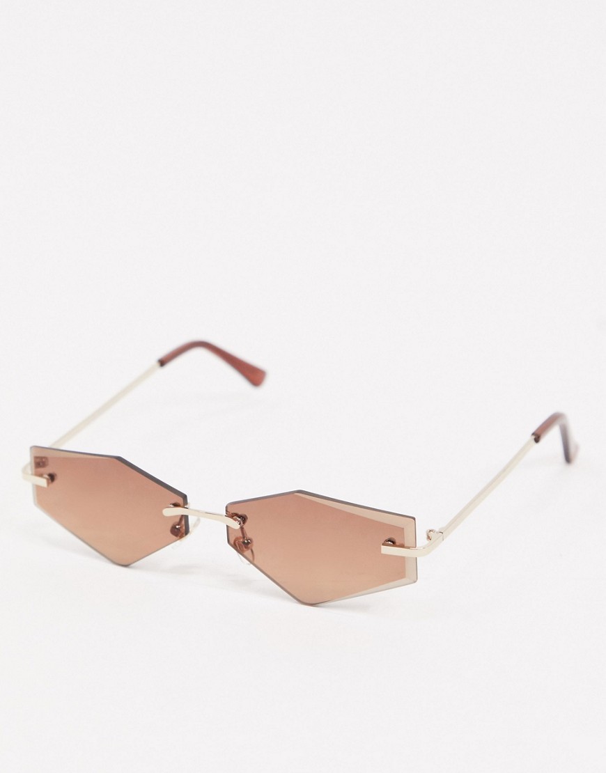 фото Солнцезащитные очки без оправы с коричневыми стеклами topshop-коричневый
