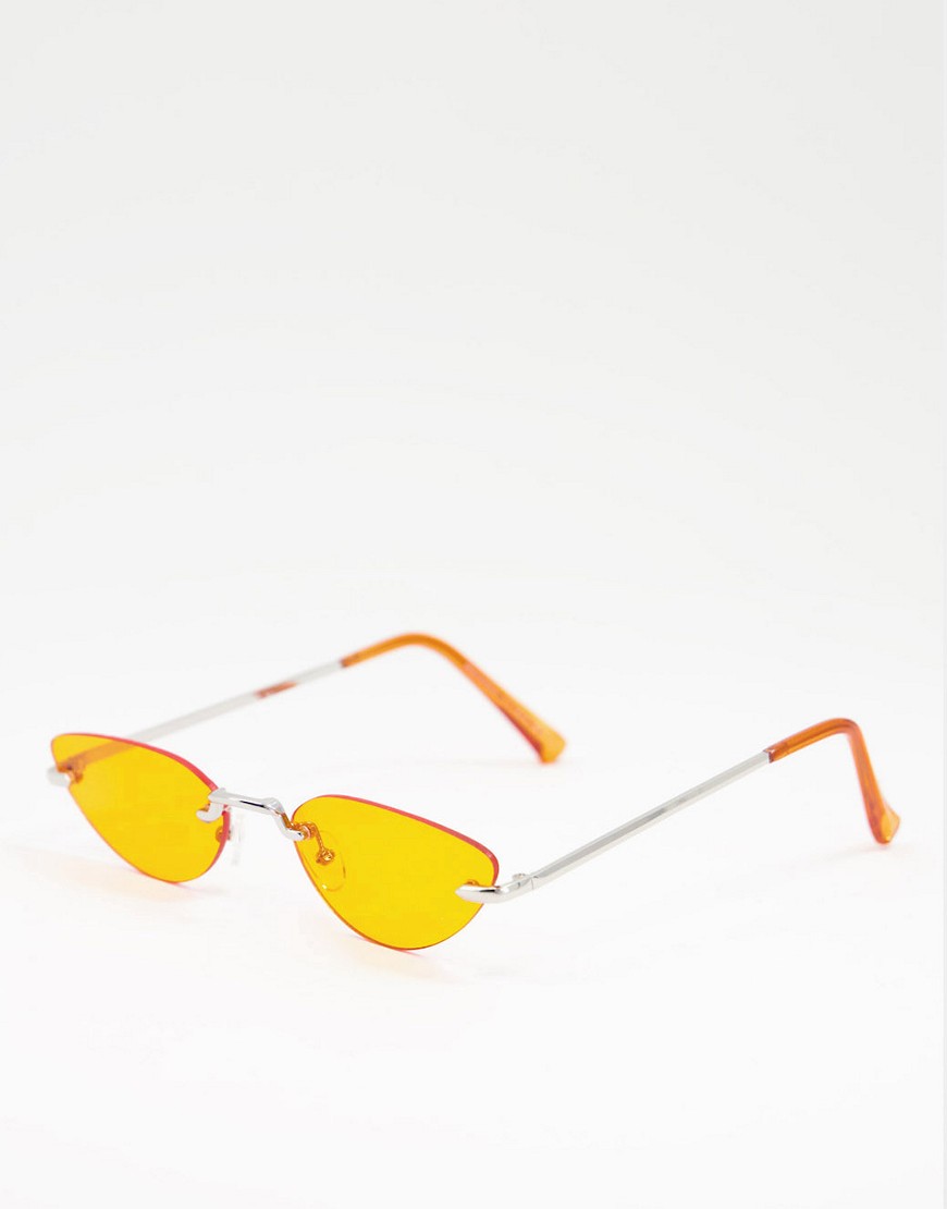 фото Солнцезащитные очки «кошачий глаз» без оправы с оранжевыми стеклами bershka-оранжевый цвет