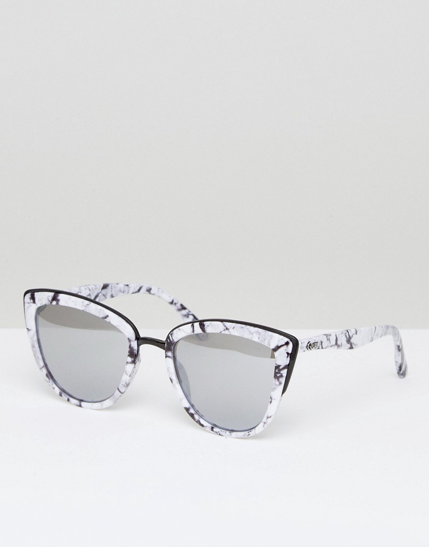 фото Солнцезащитные очки "кошачий глаз" в мраморной оправе quay australia-серебряный