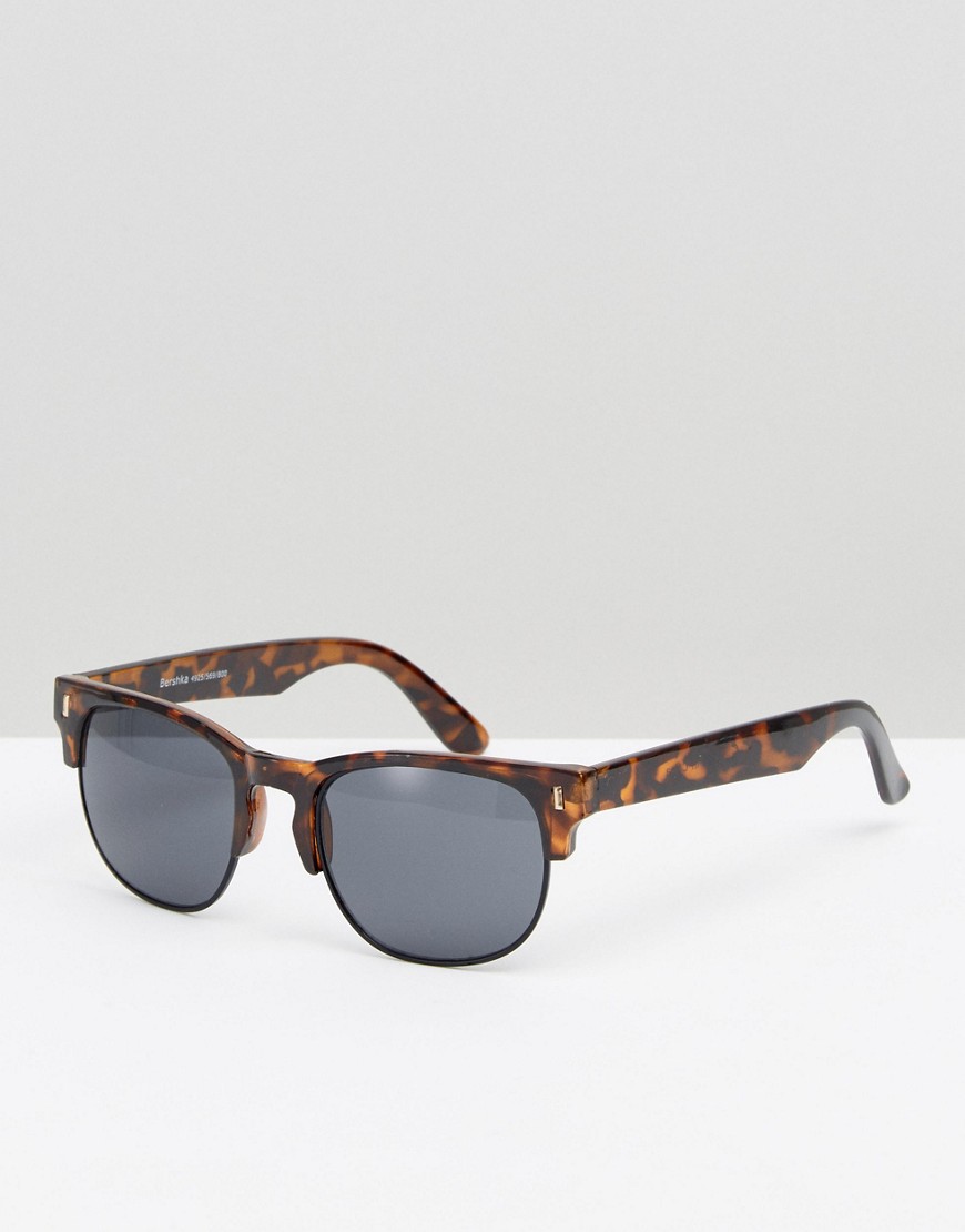 фото Солнцезащитные очки ретро в черепаховой оправе bershka-коричневый цвет