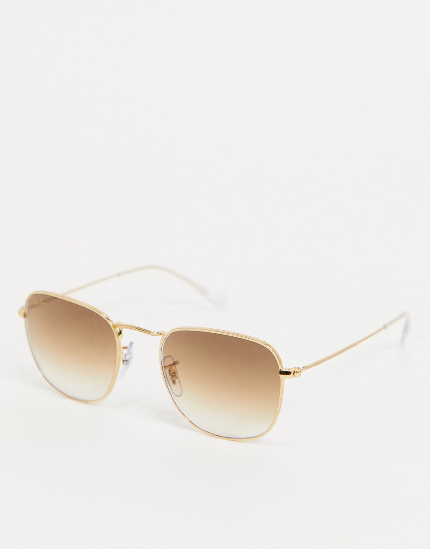 фото Солнцезащитные очки в квадратной золотистой оправе в стиле унисекс ray-ban 0rb3857-золотистый