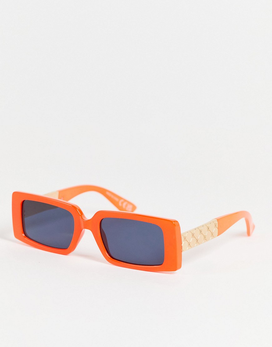 фото Солнцезащитные очки в оранжевой прямоугольной оправе river island-оранжевый цвет