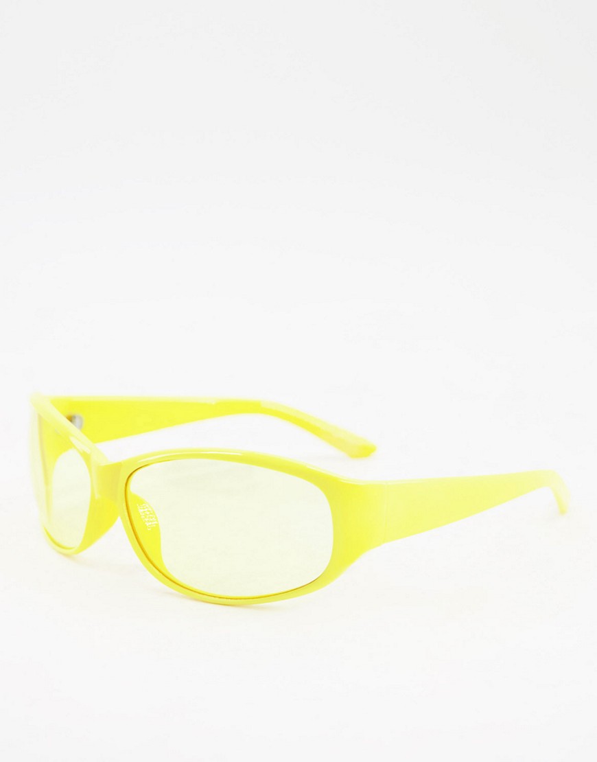 фото Солнцезащитные очки в желтой огибающей оправе с желтыми линзами в стиле 90-х asos design-желтый