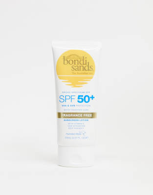 фото Солнцезащитный лосьон без отдушек с spf50+ объемом 150 мл bondi sands-бесцветный