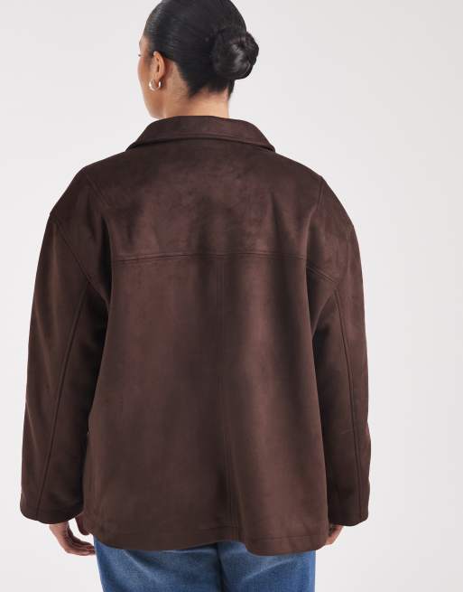 Solo Curve giacca in camoscio sintetico marrone scuro, 3 di 4