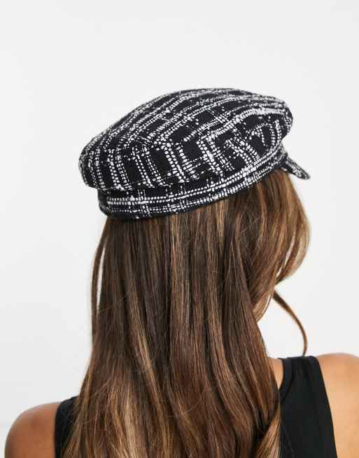 Sombrero baker boy negro con corona alta de bouclé de ASOS DESIGN, 2 de 4
