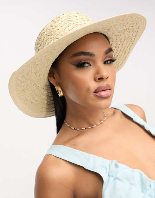 Sombrero beis de ala ancha de South Beach