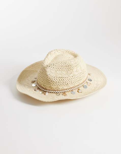Sombrero beis de estilo wéstern de paja con ribete de conchas de My Accessories - view 1