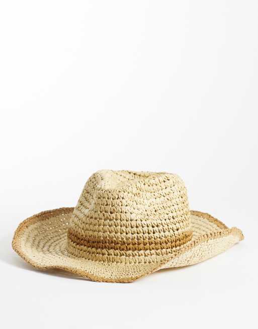 Sombrero beis y marrón unisex estilo cowboy de Reclaimed Vintage