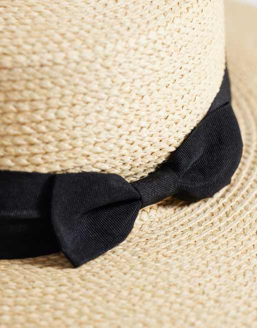 Sombrero canotié beis de paja con ribete de cinta negra de My Accessories, 2 de 3