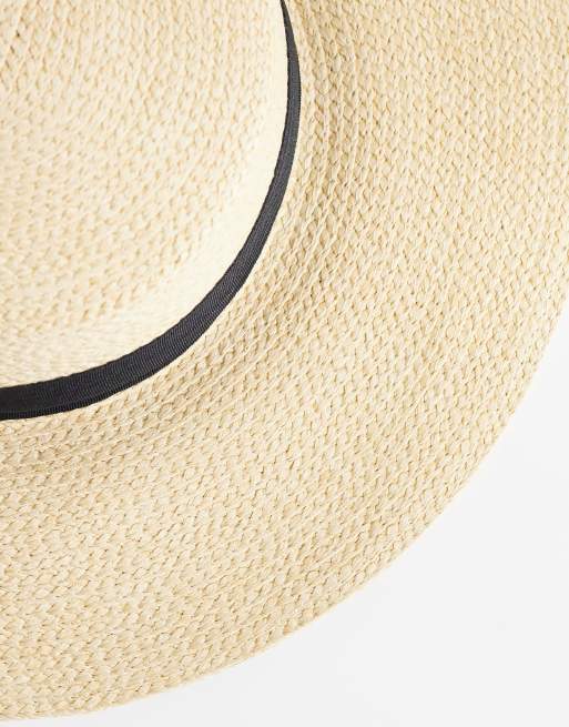 Sombrero canotié beis de paja con ribete de cinta negra de My Accessories, 3 de 3