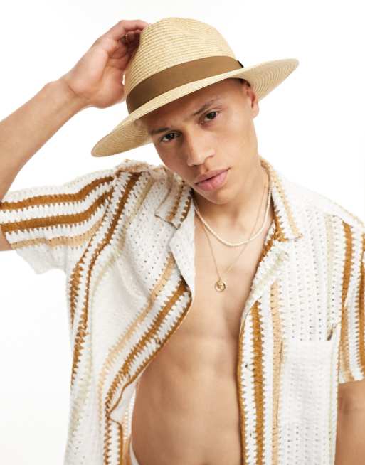 Sombrero de paja suave color galleta con banda en el mismo tono de ASOS DESIGN