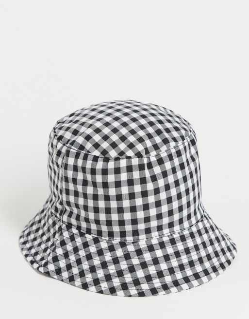 Sombrero de pescador a cuadros vichy blancos y negros de Pieces