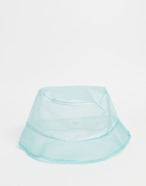 Sombrero de pescador azul aguamarina de organza de SVNX