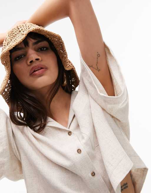 Sombrero de pescador beis de croché de Topshop, 3 de 4