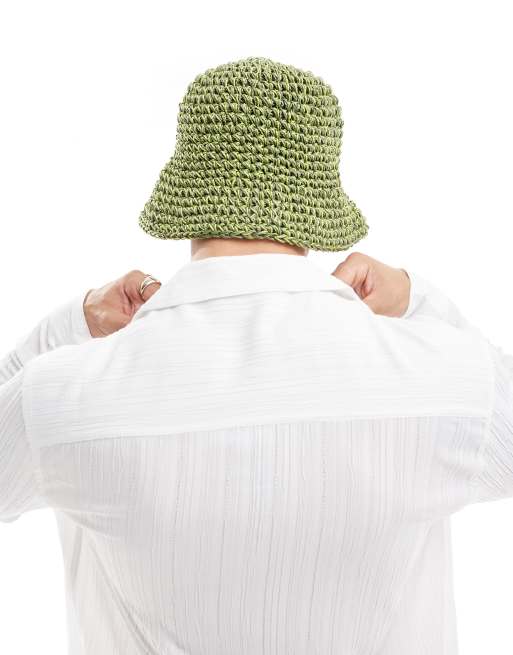 Sombrero de pescador caqui de mezcla de paja de ASOS DESIGN, 3 de 4