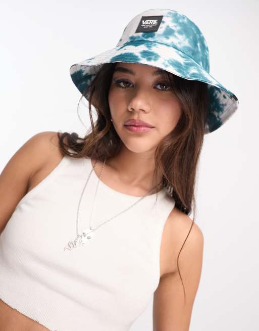 Sombrero de pescador color cerceta y blanco con efecto tie dye Step Up de Vans 
