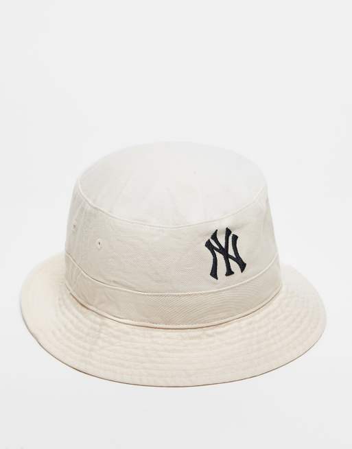 Sombrero de pescador color crema con diseño de los NY Yankees de 47 Brand