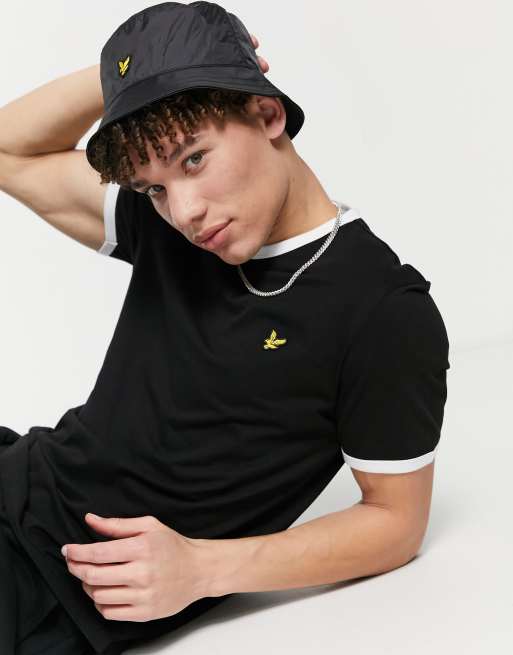 Sombrero de pescador de tejido antidesgarro en negro de Lyle & Scott