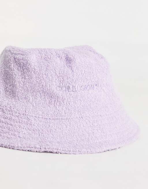 Sombrero de pescador lila de rizo tipo toalla de COLLUSION, 3 de 4