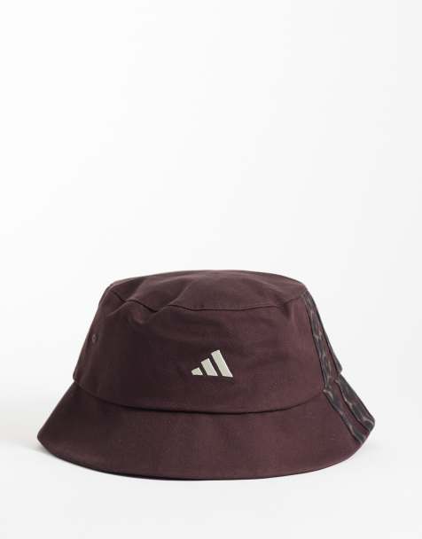 Sombrero de pescador marrón con rayas con estampado de leopardo de adidas Training - view 1