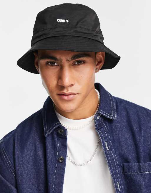 Sombrero de pescador negro con cierre ajustable Bold Century de Obey