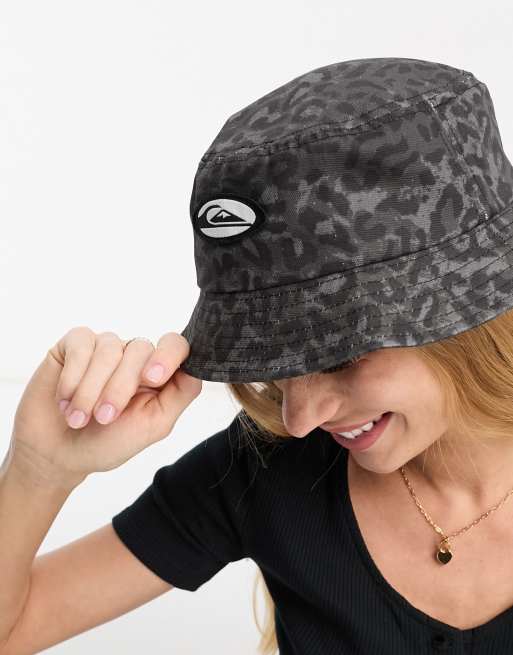 Sombrero de pescador negro con estampado de leopardo de Quiksilver, 2 de 4
