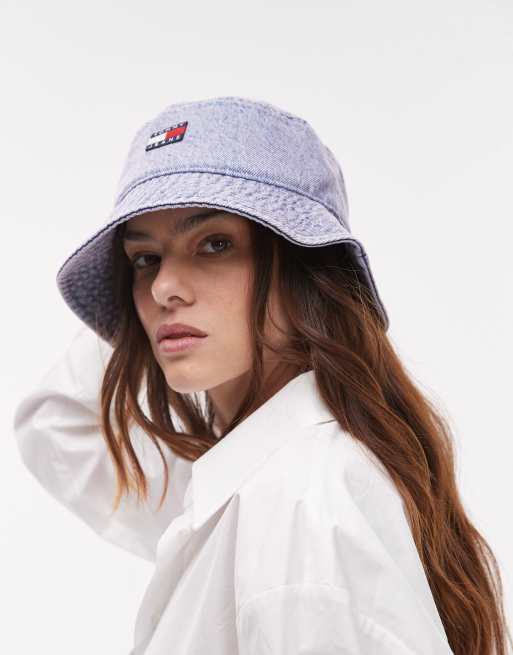 Sombrero de pescador vaquero lila lavado con logo de bandera de Tommy Jeans 