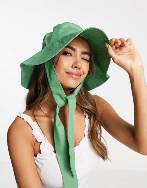 Sombrero de pescador verde con detalle de lazada de ASOS DESIGN, 4 de 4