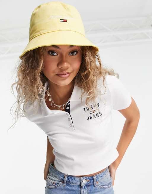 Sombrero deportivo de algodón Tommy Jeans en amarillo - AMARILLO