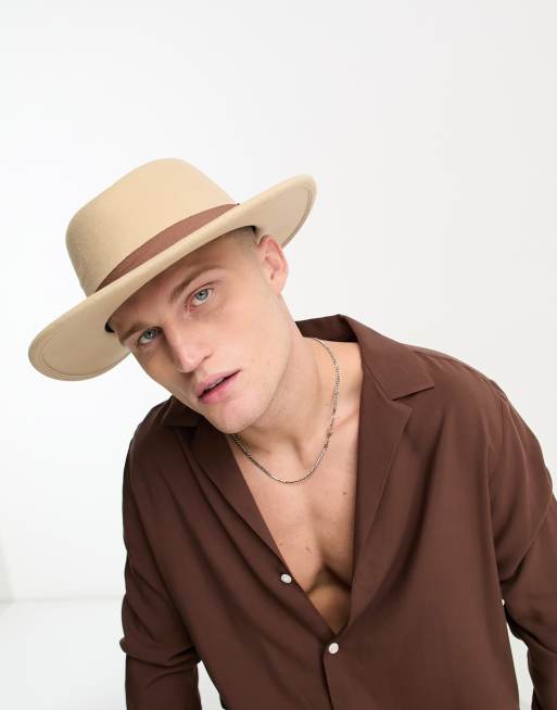 Sombrero Fedora color arena de ASOS DESIGN