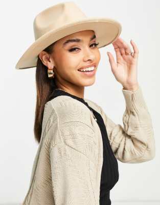 Sombrero Fedora color piedra con diseño estructurado y talla ajustable de ASOS DESIGN