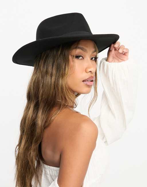 Sombrero Fedora negro con diseño estructurado y talla ajustable de ASOS DESIGN