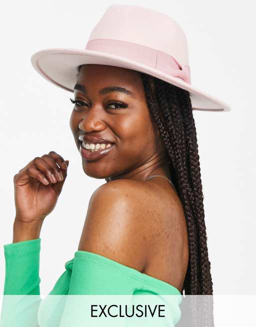 Sombrero fedora rosa claro ajustable exclusivo de My Accessories London