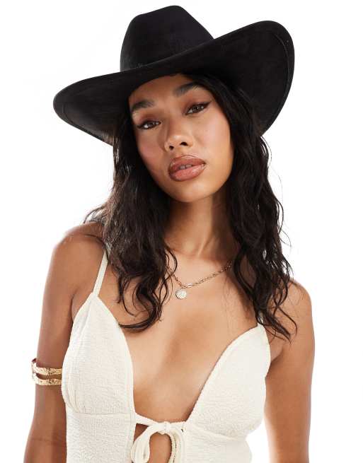 Sombrero negro de estilo wéstern de antelina de My Accessories