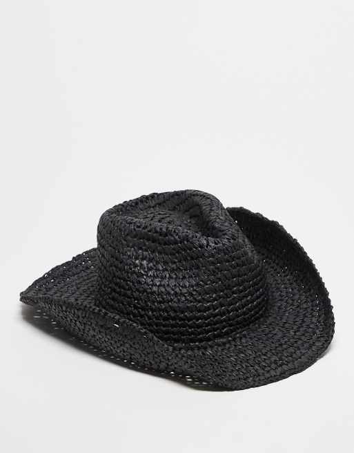 Sombrero vaquero negro unisex de estilo wéstern de Reclaimed Vintage