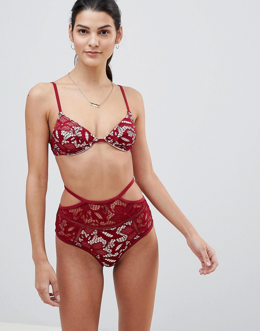 Somedays Lovin – Bikiniunderdel med hög midja i spets-Röd