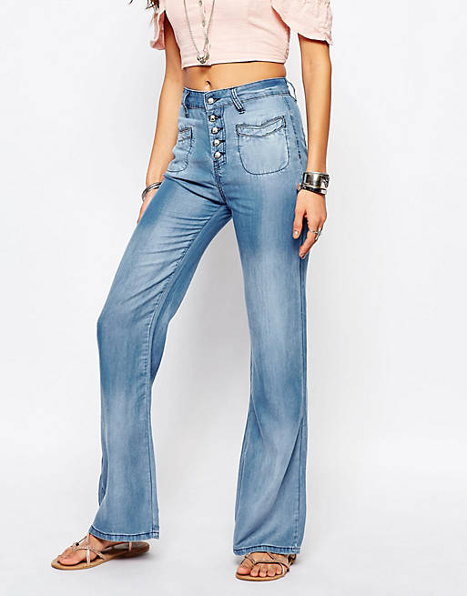 Somedays Lovin Chambray Denim Flares with Button Up | ASOS