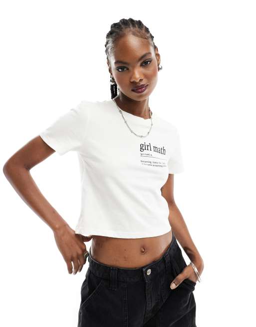 Something New - Baby tee met Girl Math-print in wit
