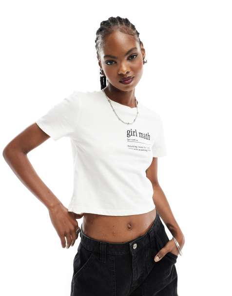 ASOS DESIGN super crop t-shirt with raw edge in white, ASOS