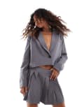 [Something New] Something New Corpcore cropped oversized blazer in grey (part of a set) 44 Harbor mist
