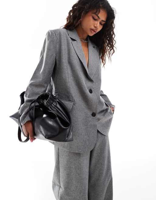 Something New – Corpcore – Grå, figursydd kavaj i oversize, del av set