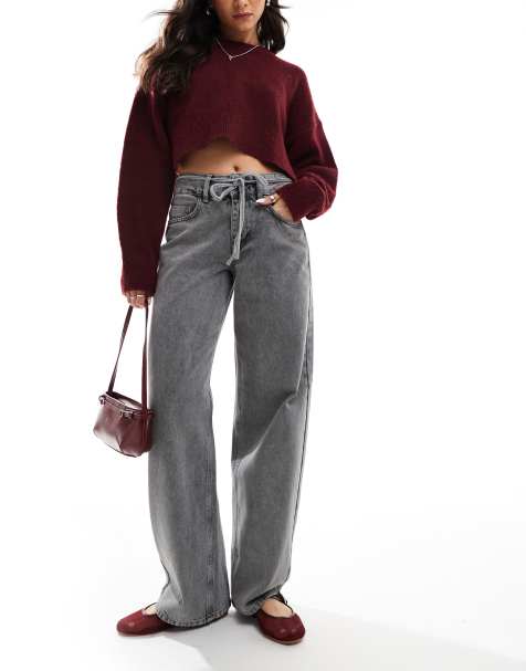 Something New Corpcore mid rise wide leg jeans in washed grey - view 1